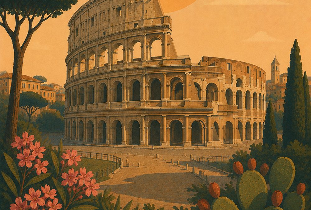 Roman holiday postcard Colossuem